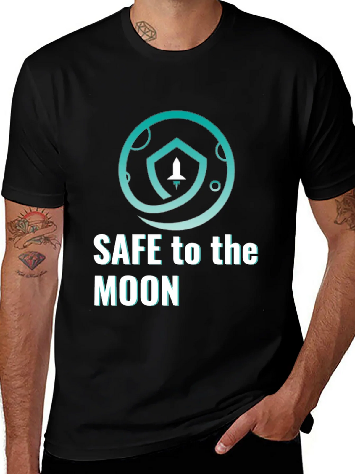 Safe To The Moon T-Shirt Black Cryptocurrency Graphic Tee product image 1