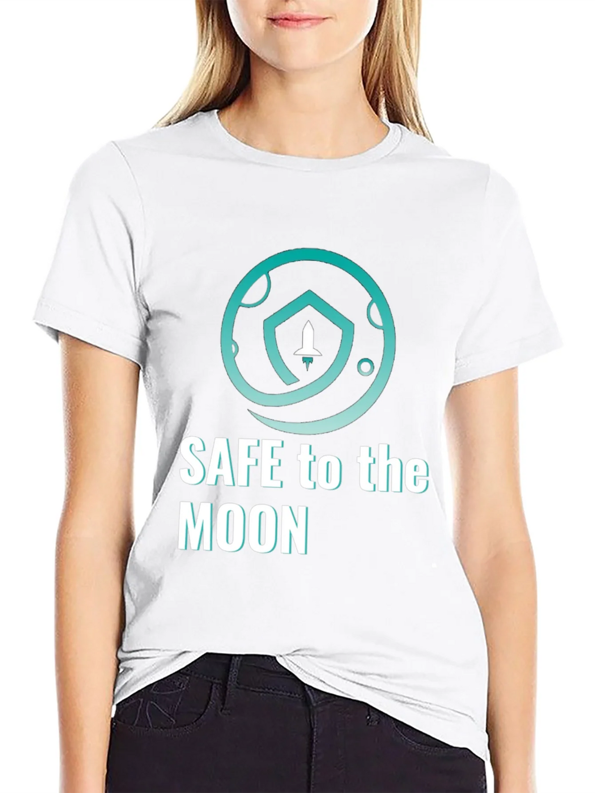 Safe To The Moon T-Shirt Black Cryptocurrency Graphic Tee product image 8