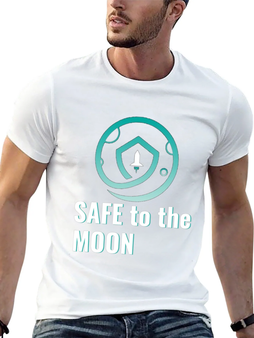 Safe To The Moon T-Shirt Black Cryptocurrency Graphic Tee product image 12
