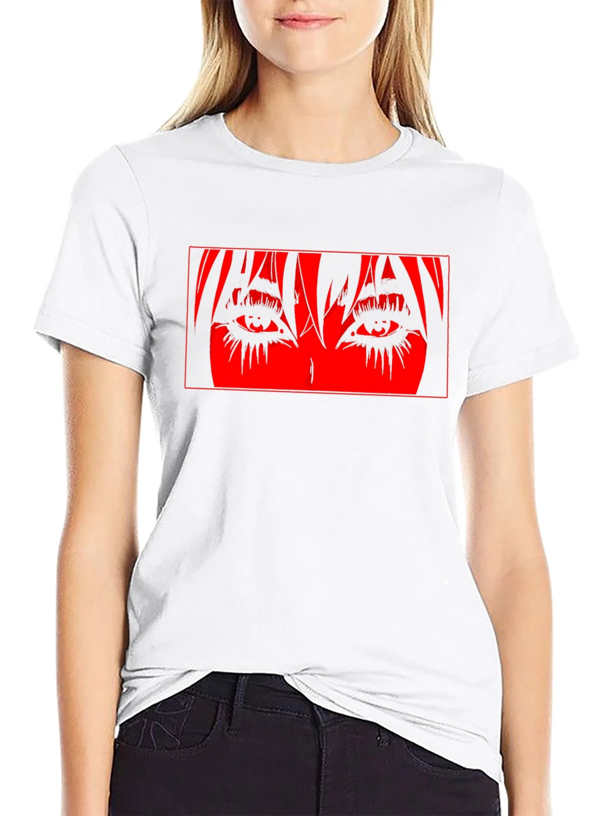 Anime Eyes Graphic Black T-Shirt product image 8