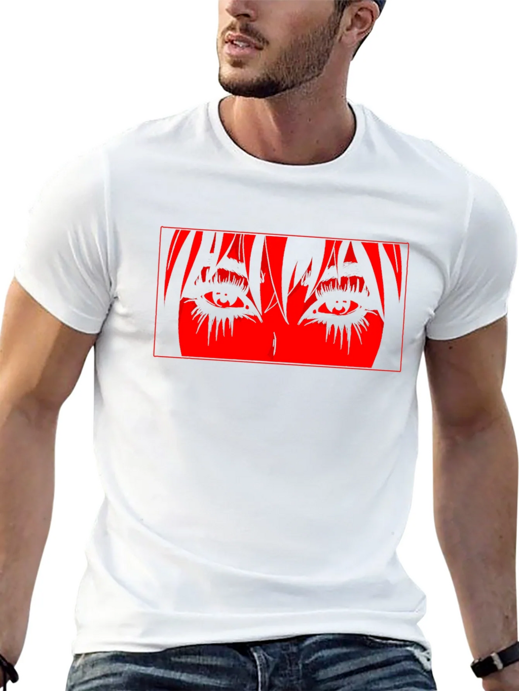Anime Eyes Graphic Black T-Shirt product image 12
