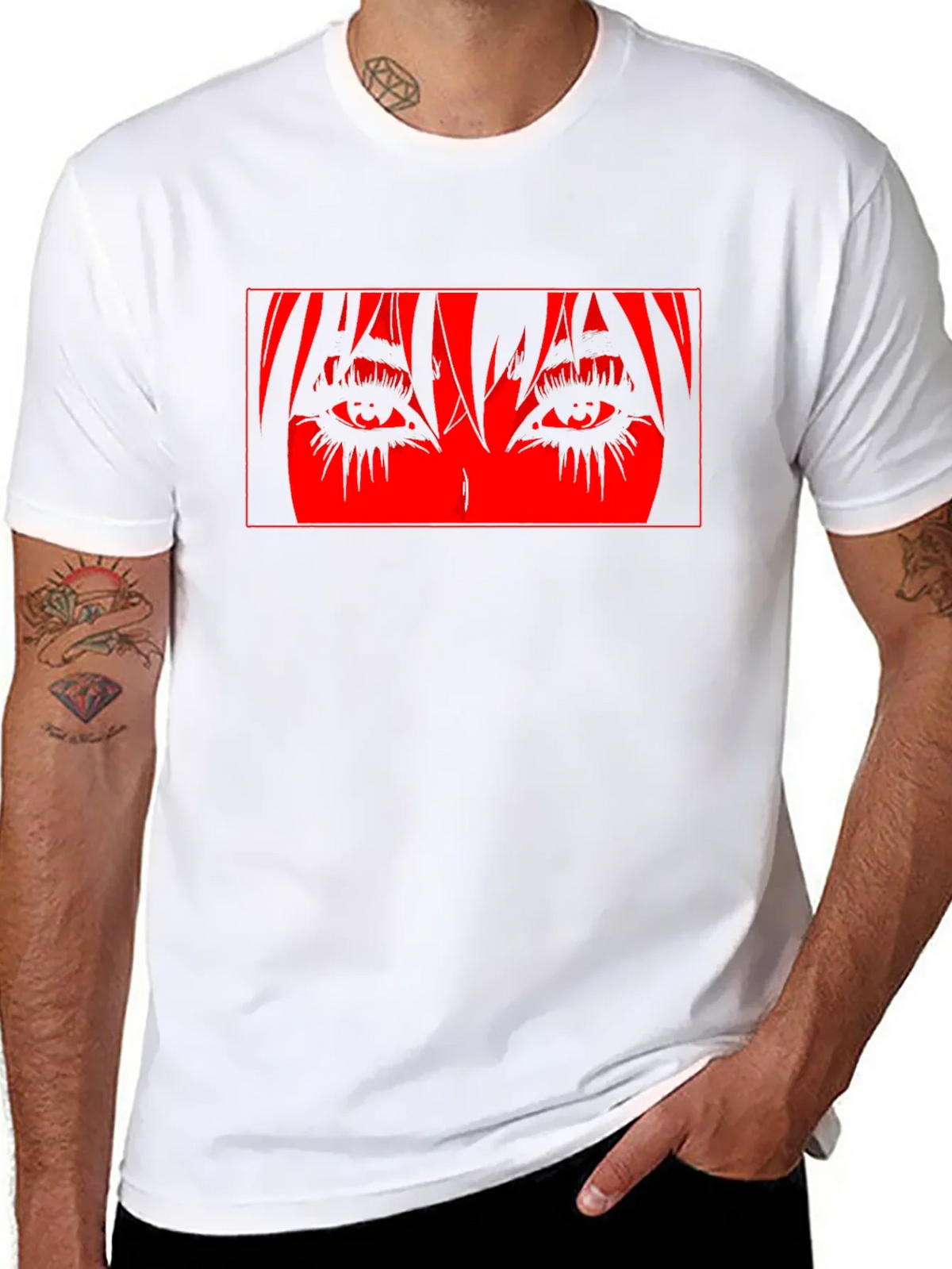 Anime Eyes Graphic Black T-Shirt product image 7