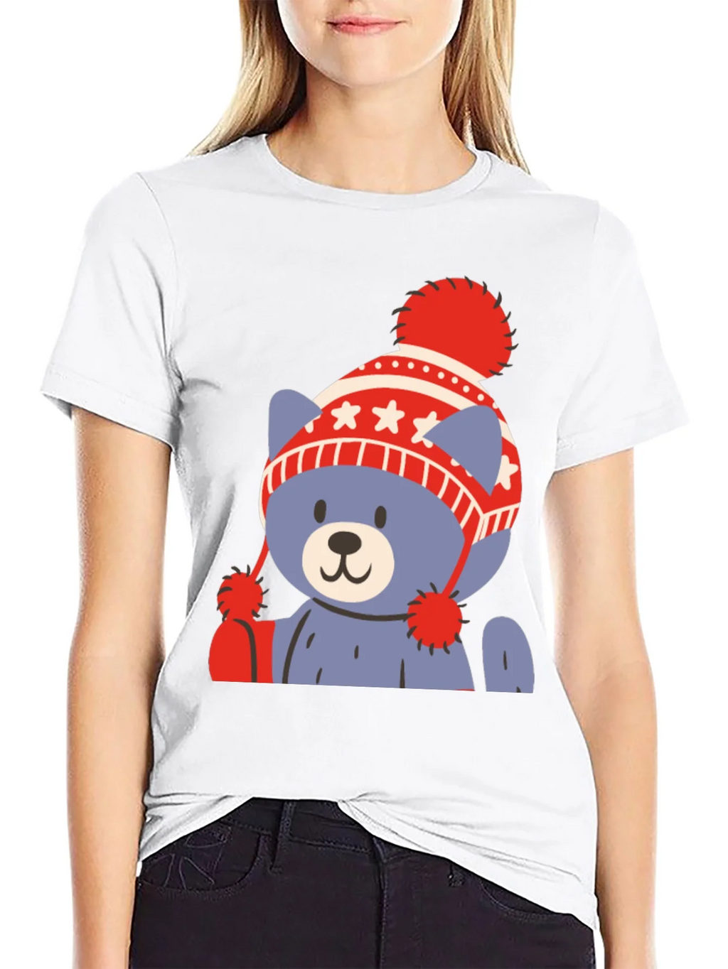 Cute Bear in Winter Hat Graphic Tee
