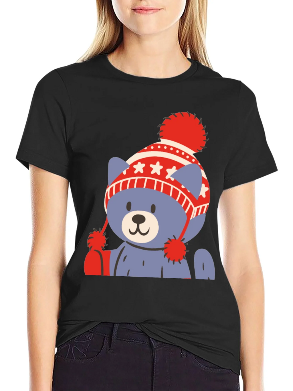 Cute Bear in Winter Hat Graphic Tee
