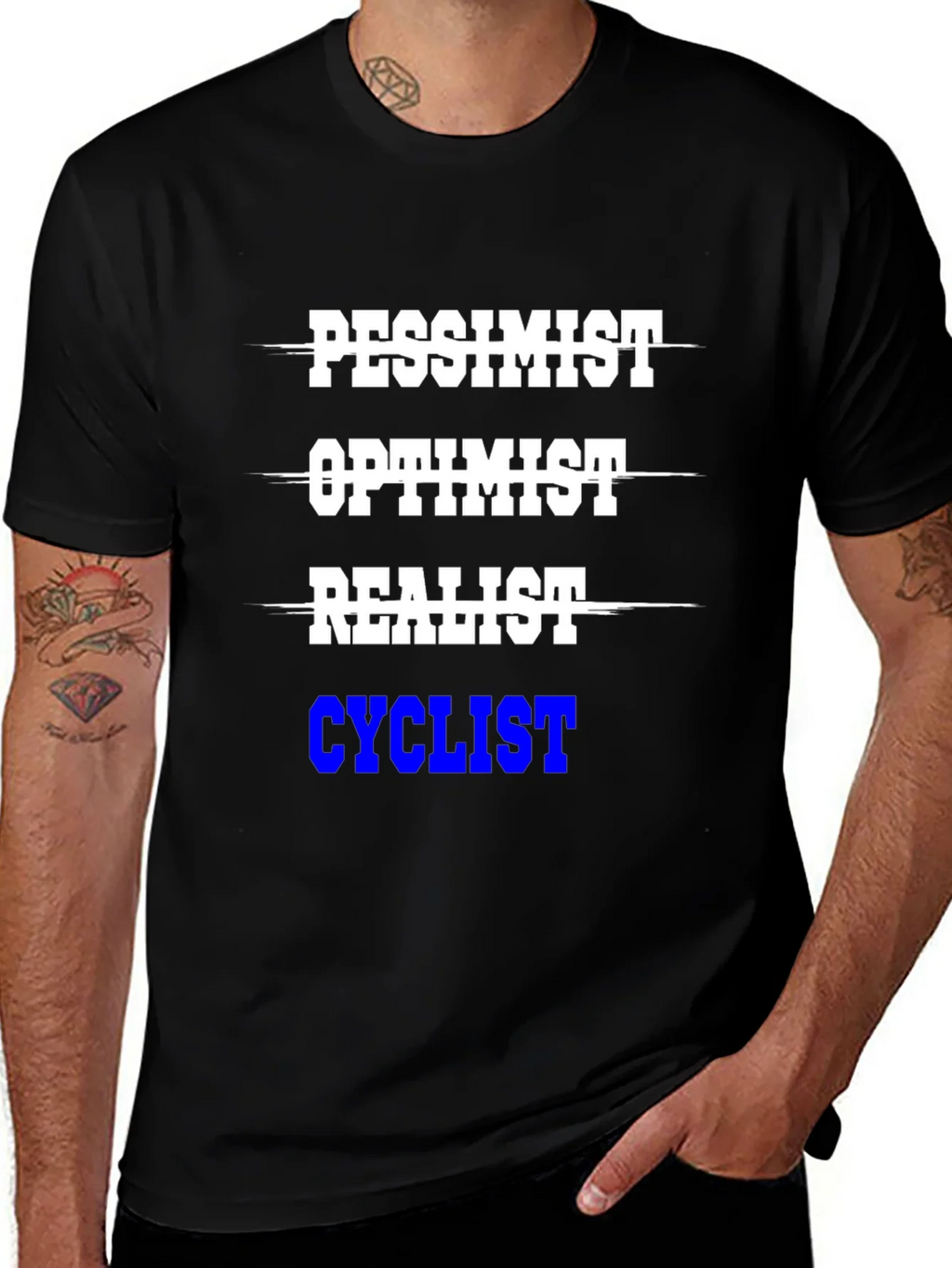 Cyclist T-Shirt - Pessimist Optimist Realist product image 1
