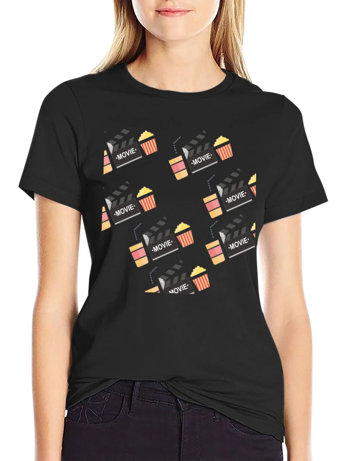 Movie Night T-Shirt: Popcorn and Clapperboard Design product image 2