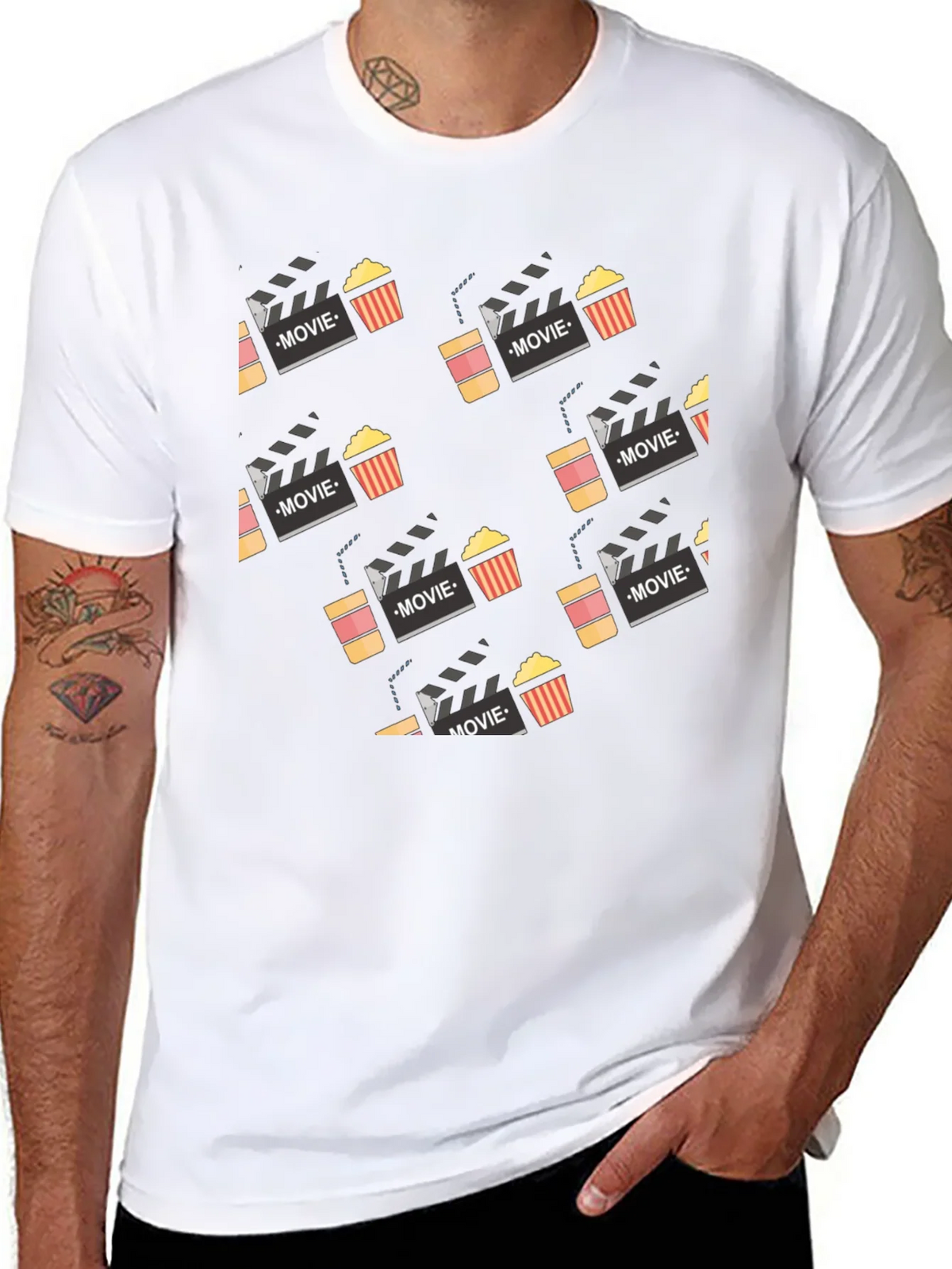 Movie Night T-Shirt: Popcorn and Clapperboard Design product image 6