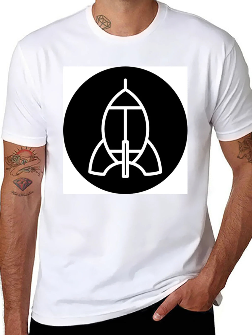 Abstract Spacecraft Graphic Black T-Shirt product image 7