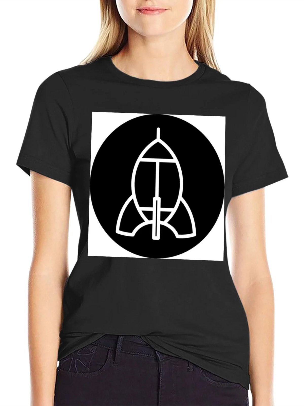 Abstract Spacecraft Graphic Black T-Shirt product image 2