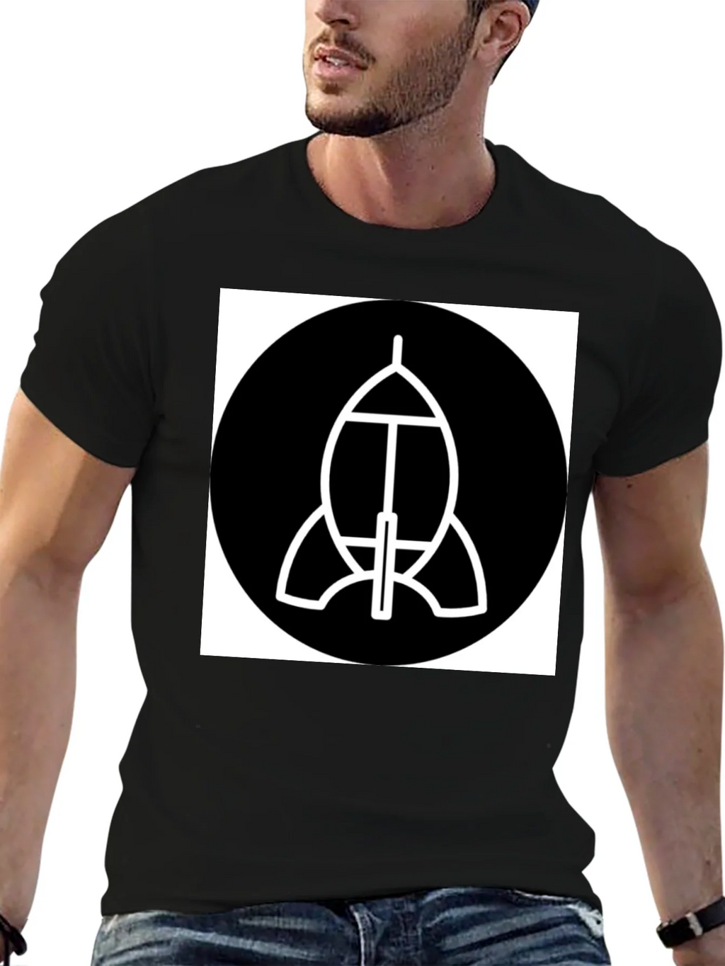 Abstract Spacecraft Graphic Black T-Shirt product image 6