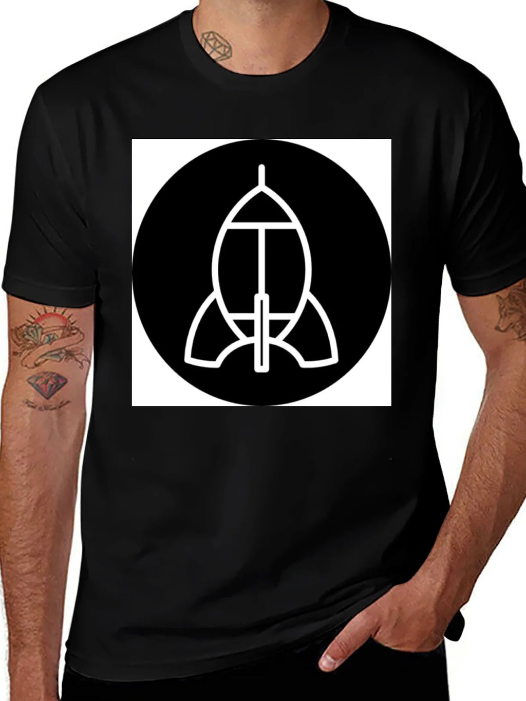 Abstract Spacecraft Graphic Black T-Shirt product image 1