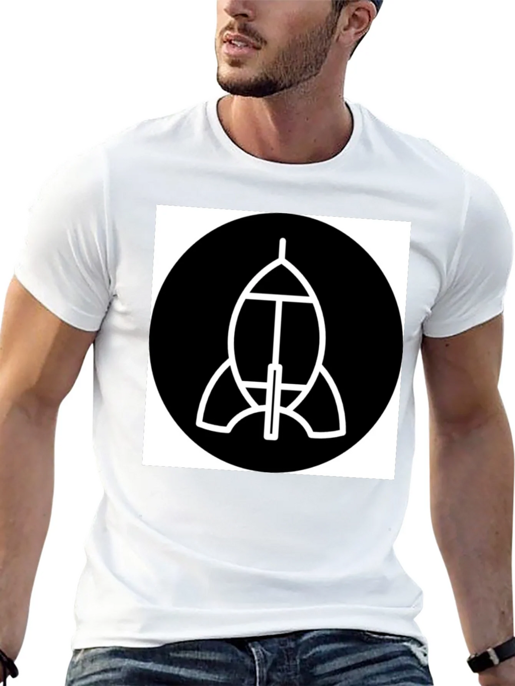 Abstract Spacecraft Graphic Black T-Shirt product image 12