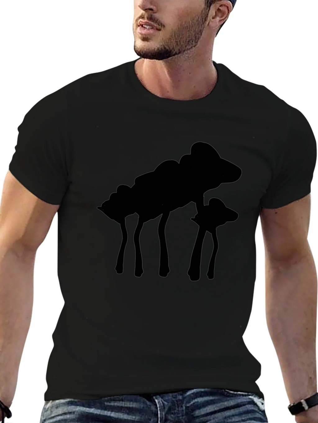 Silhouette Mushroom Graphic Black T-Shirt product image 6