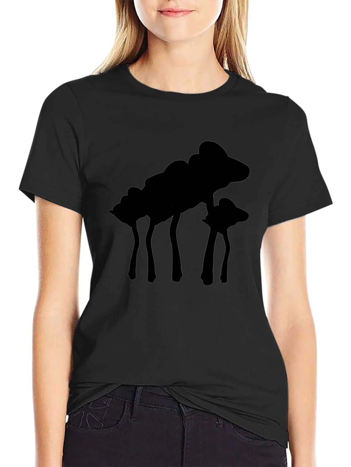 Silhouette Mushroom Graphic Black T-Shirt product image 2