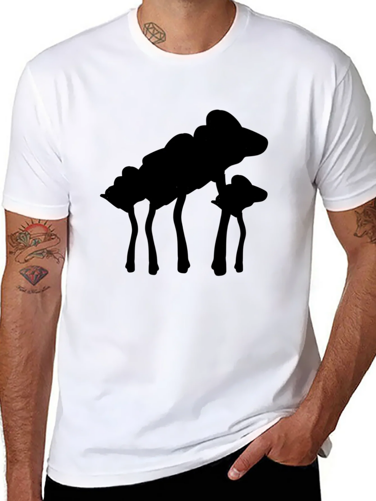Silhouette Mushroom Graphic Black T-Shirt product image 7