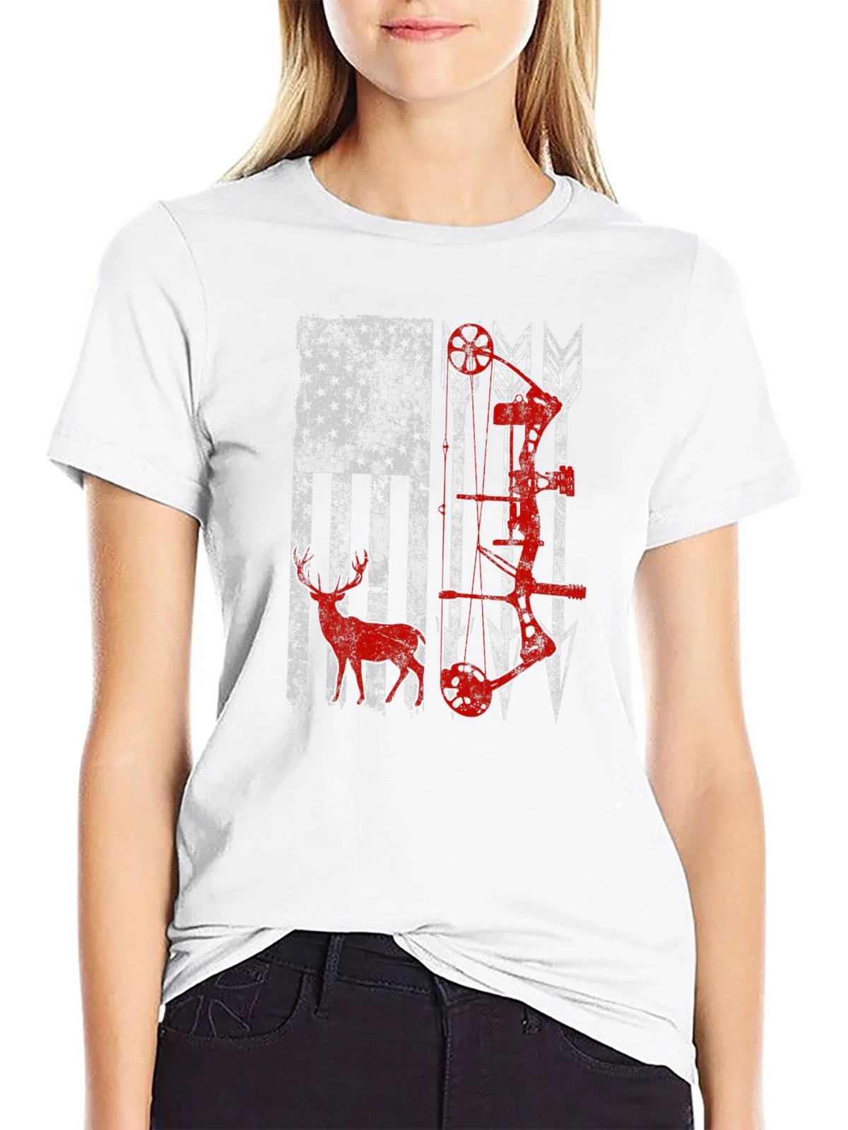 American Flag Deer & Bow Hunting T-Shirt product image 8