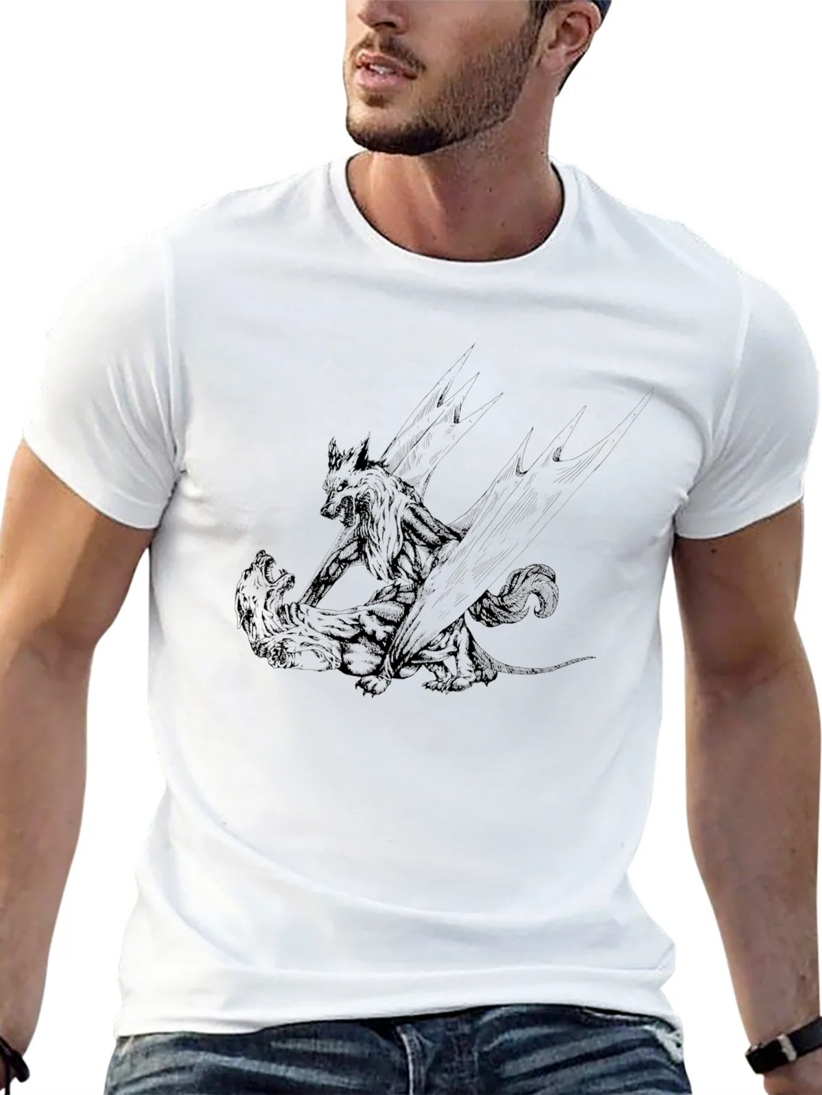 Black Graphic Tee: Wolf vs. Bear product image 12