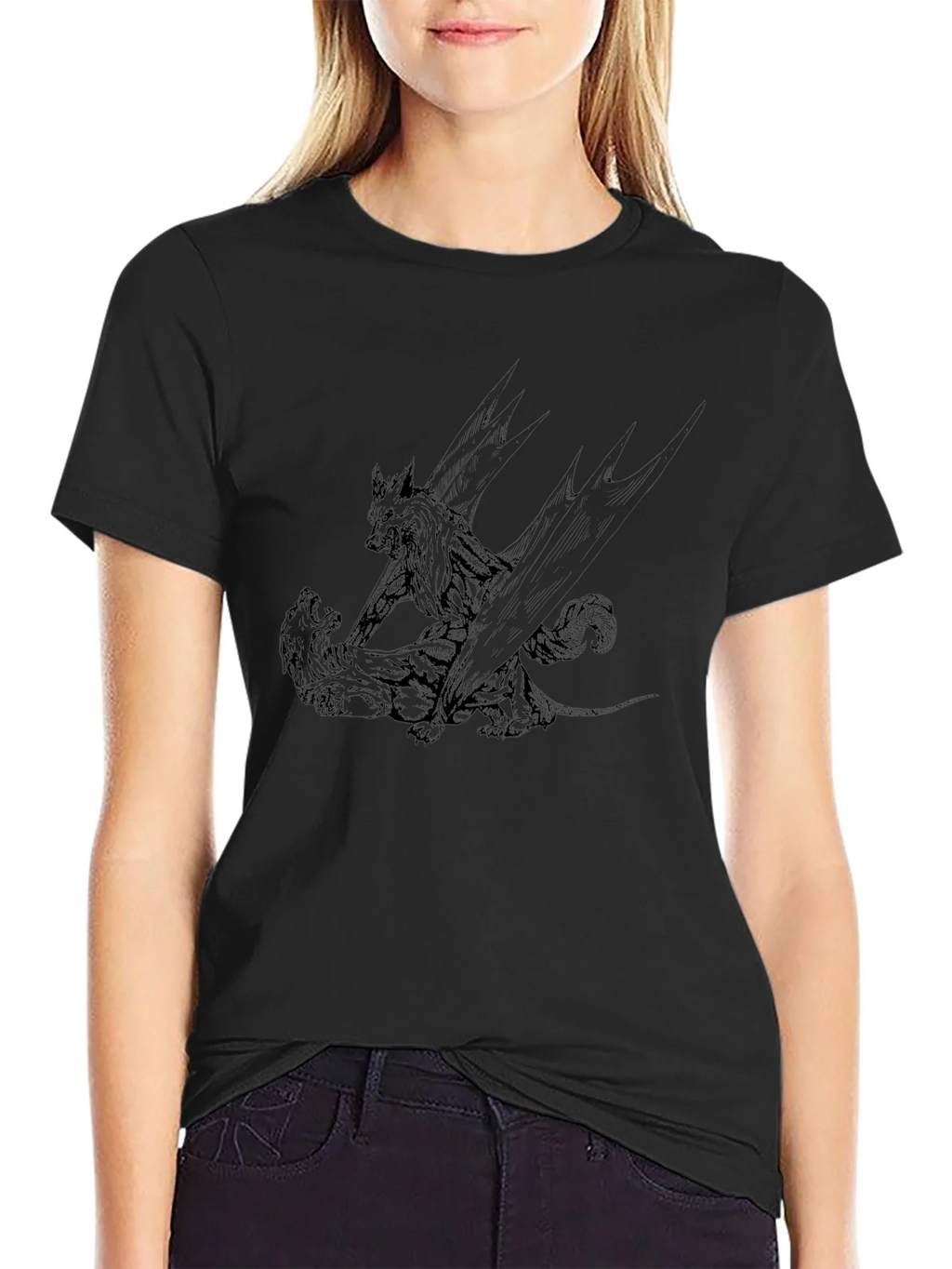 Black Graphic Tee: Wolf vs. Bear product image 2