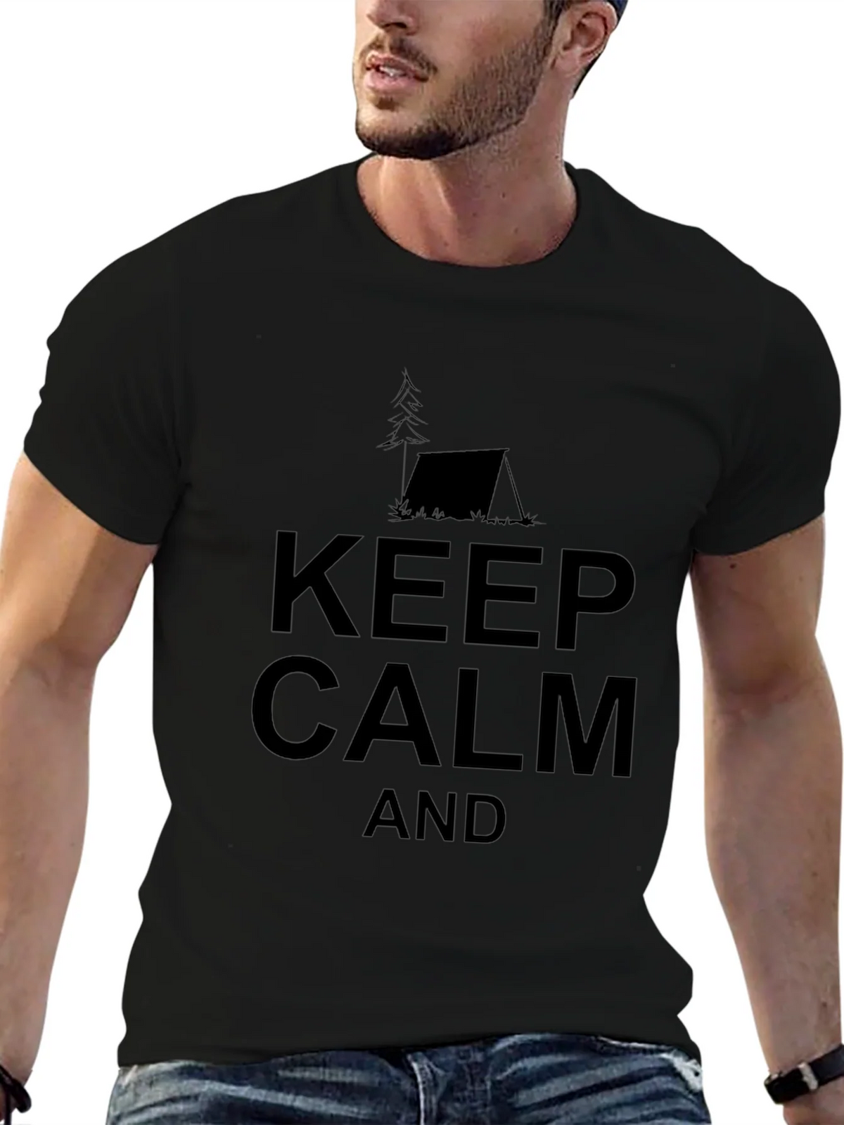 Keep Calm Camping Tee - Black Cotton T-Shirt product image 6