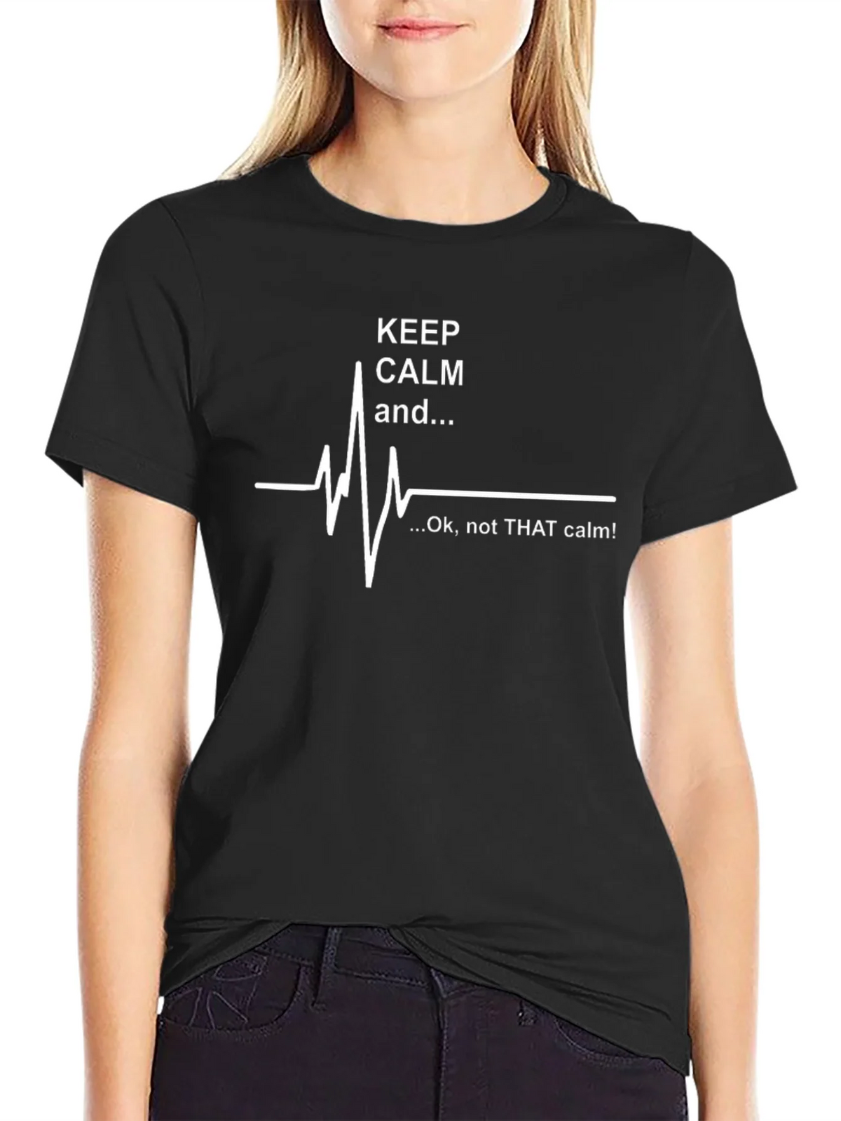 Keep Calm ECG Black T-Shirt - Mens product image 2