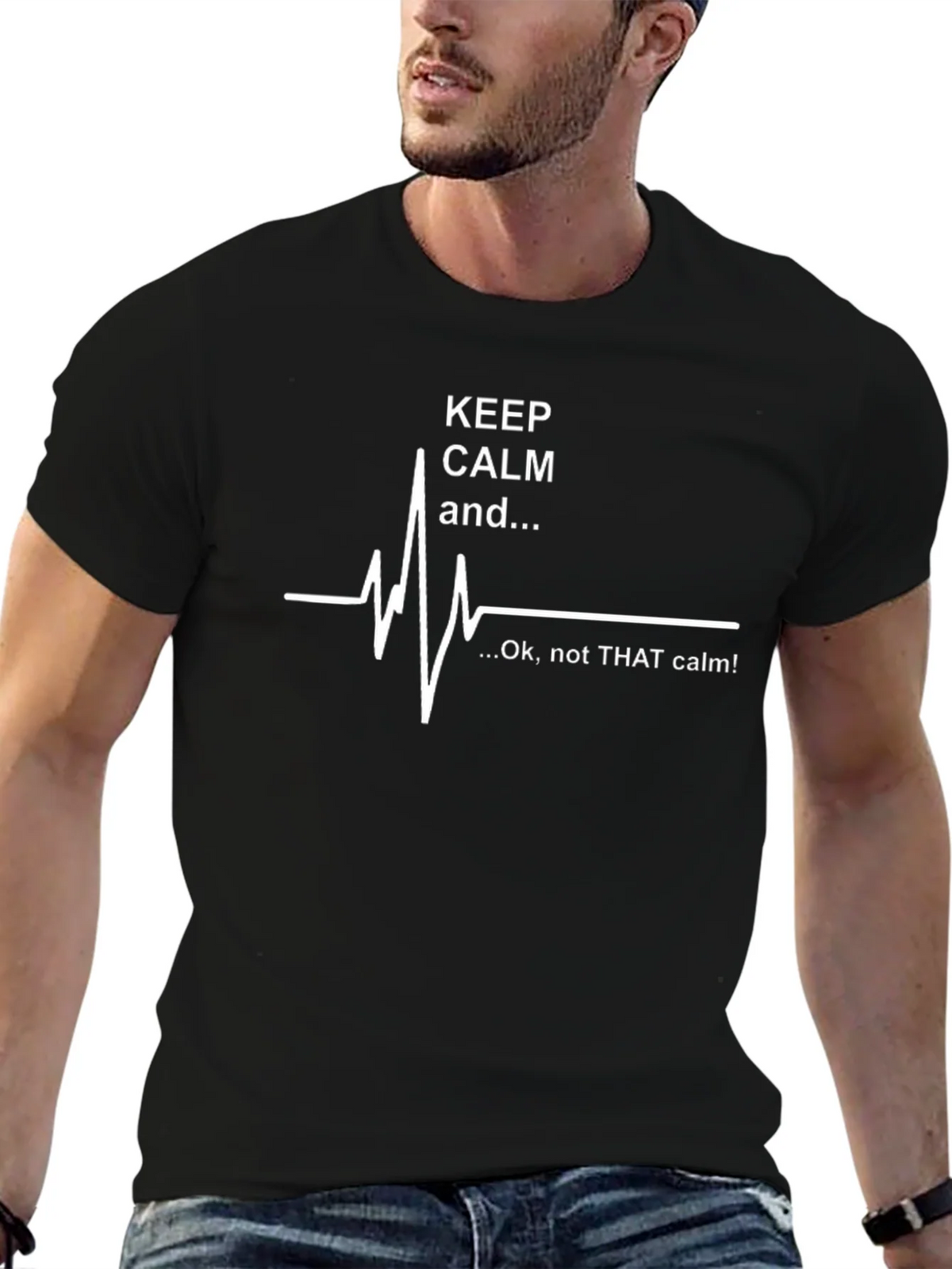 Keep Calm ECG Black T-Shirt - Mens product image 6