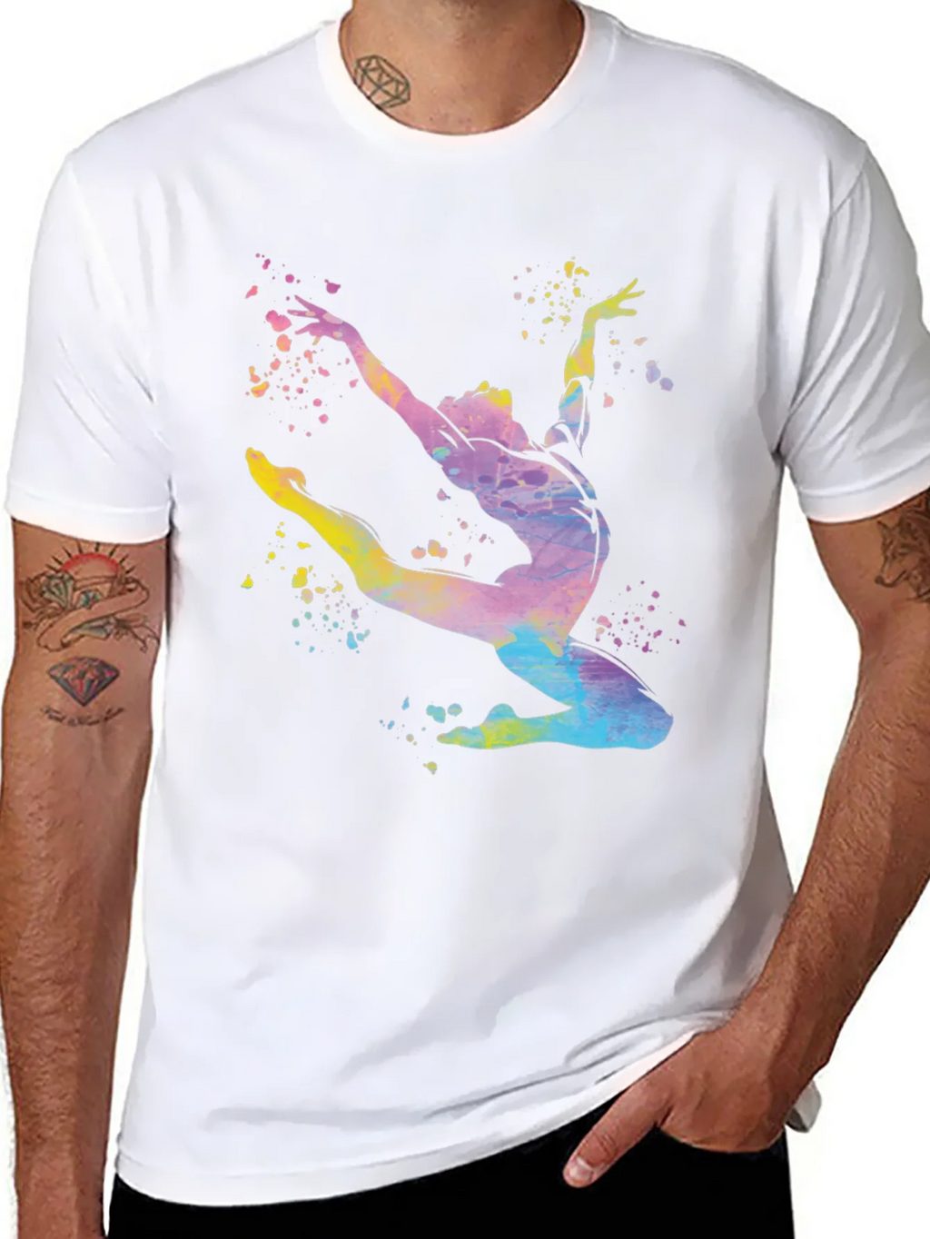 Watercolor Gymnast Black T-Shirt product image 7