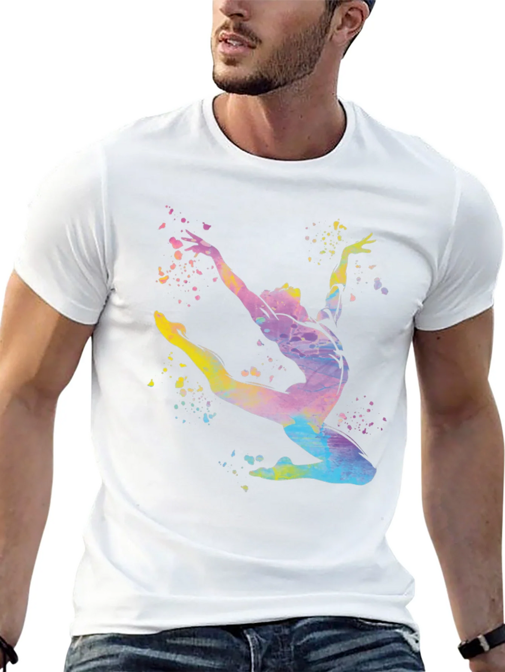 Watercolor Gymnast Black T-Shirt product image 12