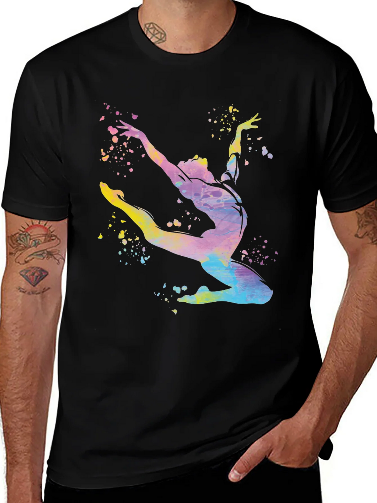 Watercolor Gymnast Black T-Shirt product image 1
