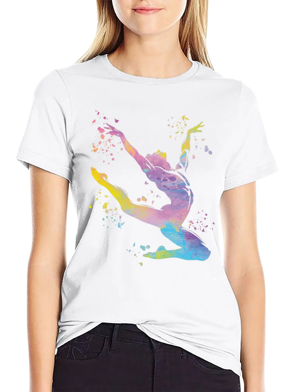 Watercolor Gymnast Black T-Shirt product image 8
