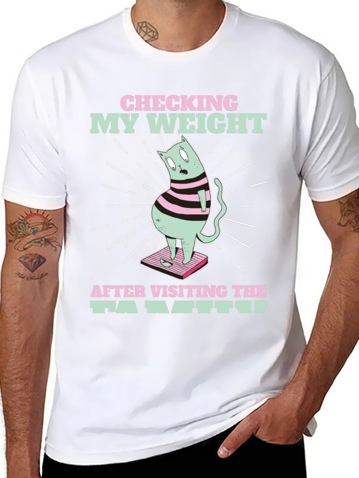 Funny Cat Weight T-Shirt - After Family Visit Tee product image 7