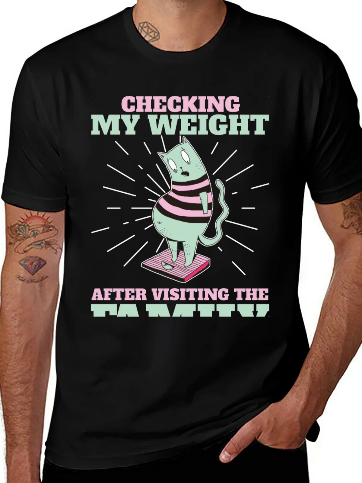 Funny Cat Weight T-Shirt - After Family Visit Tee product image 1