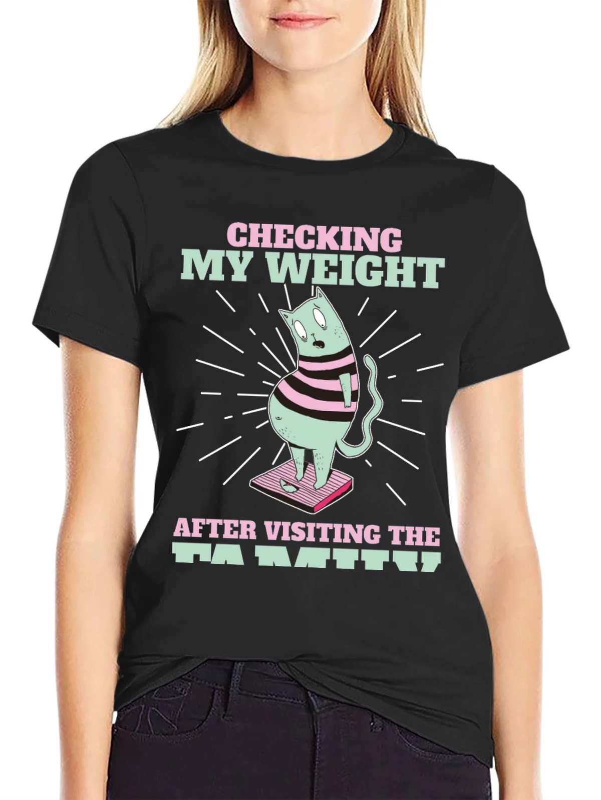 Funny Cat Weight T-Shirt - After Family Visit Tee product image 2