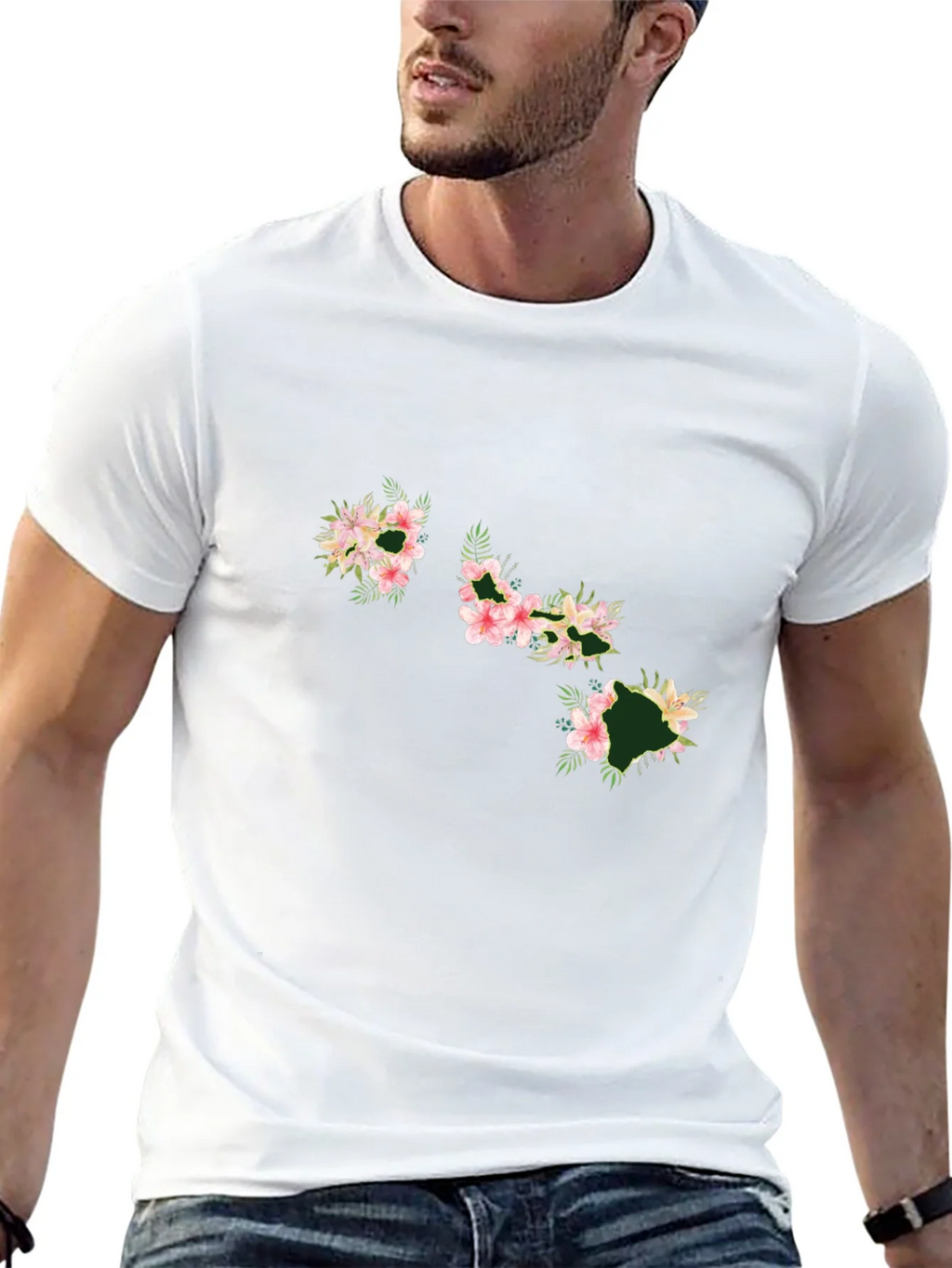 Floral Hawaii Islands Black T-Shirt product image 12