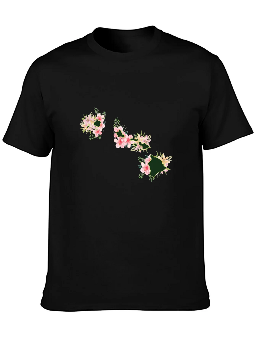 Floral Hawaii Islands Black T-Shirt product image 3