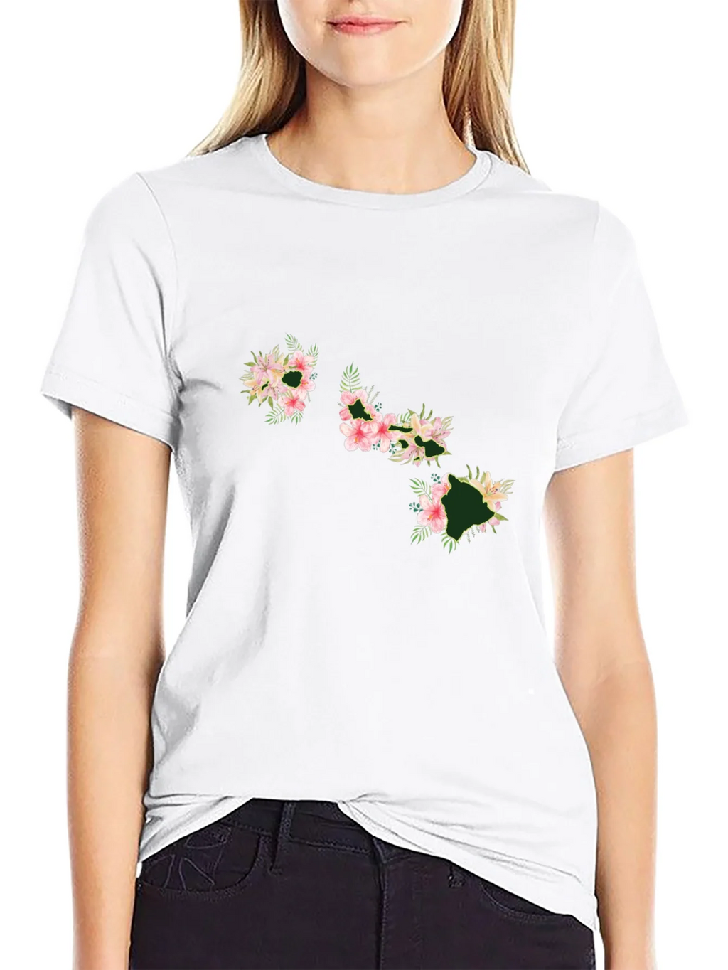 Floral Hawaii Islands Black T-Shirt product image 8