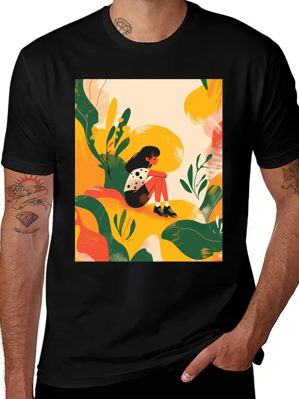 Abstract Girl Black T-Shirt - Stylish Graphic Tee product image 1
