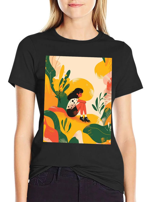 Abstract Girl Black T-Shirt - Stylish Graphic Tee product image 2