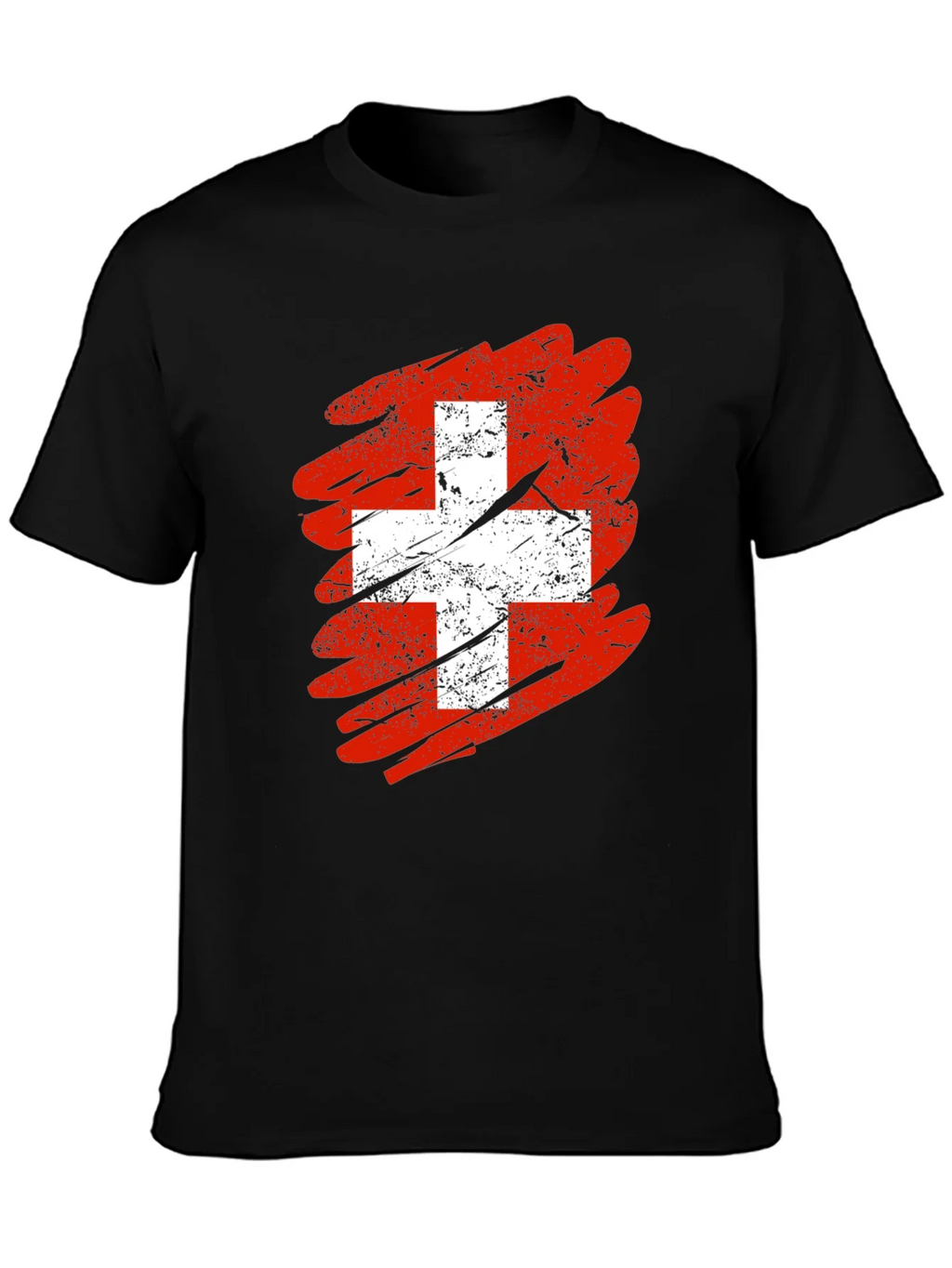 Distressed Swiss Flag Graphic Tee - Mens Black T-Shirt product image 3