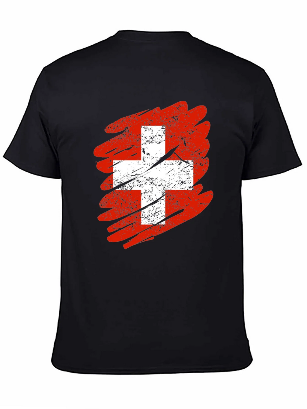 Distressed Swiss Flag Graphic Tee - Mens Black T-Shirt product image 4