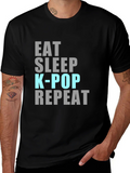 Eat Sleep K-Pop Repeat Black T-Shirt product image 1