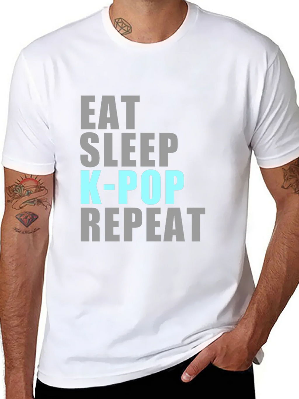 Eat Sleep K-Pop Repeat Black T-Shirt product image 7