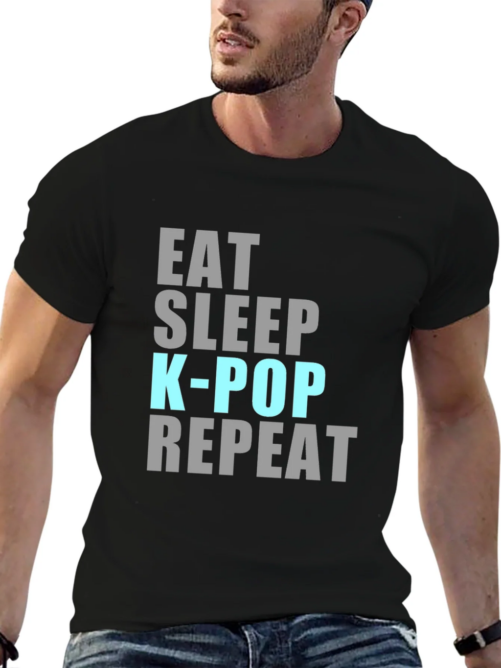 Eat Sleep K-Pop Repeat Black T-Shirt product image 6