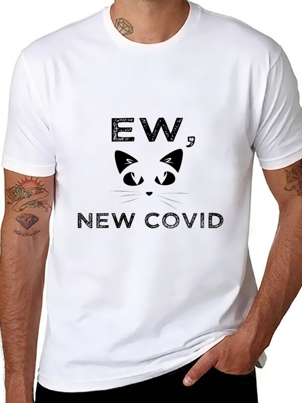 Ew New Covid Cat Face Graphic T-Shirt product image 7