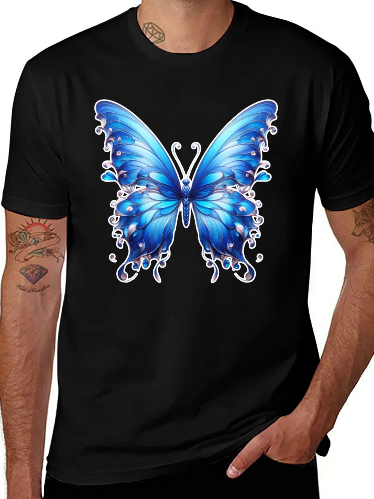 Butterfly Graphic Tee - Stylish Mens Black T-Shirt product image 1