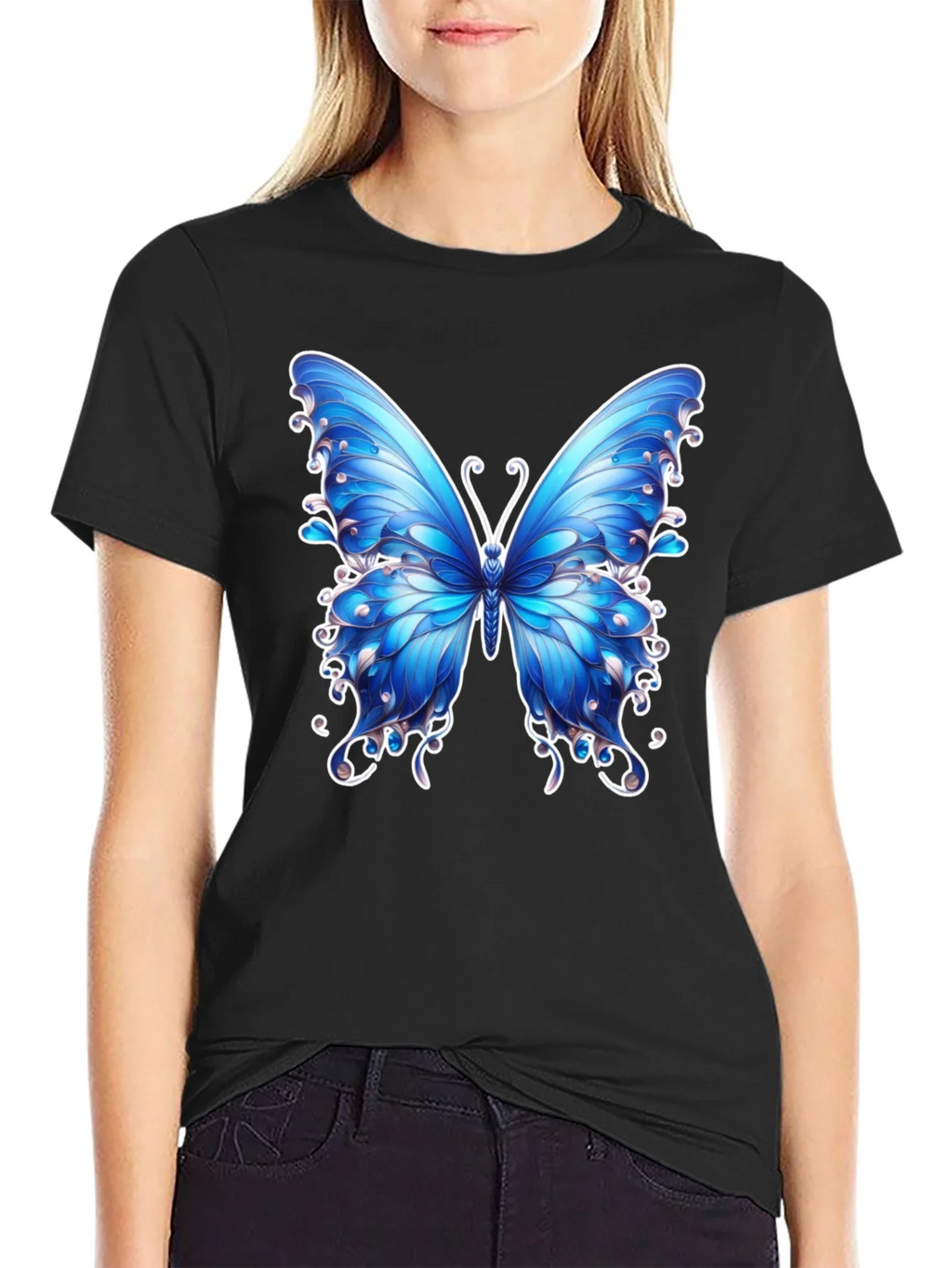 Butterfly Graphic Tee - Stylish Mens Black T-Shirt product image 2