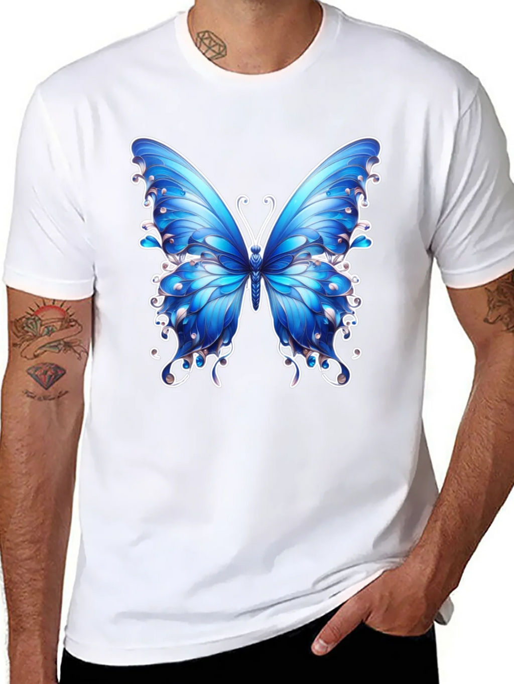 Butterfly Graphic Tee - Stylish Mens Black T-Shirt product image 7