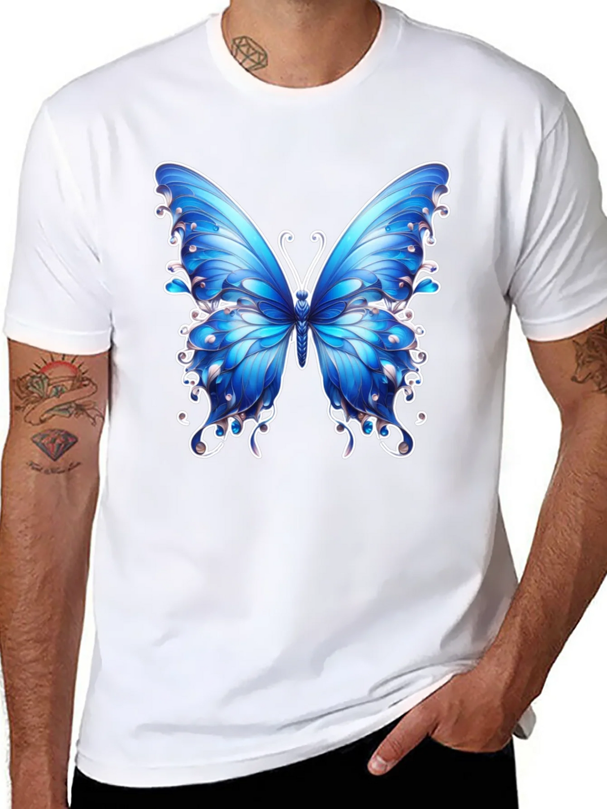 Butterfly Graphic Tee - Stylish Mens Black T-Shirt product image 7