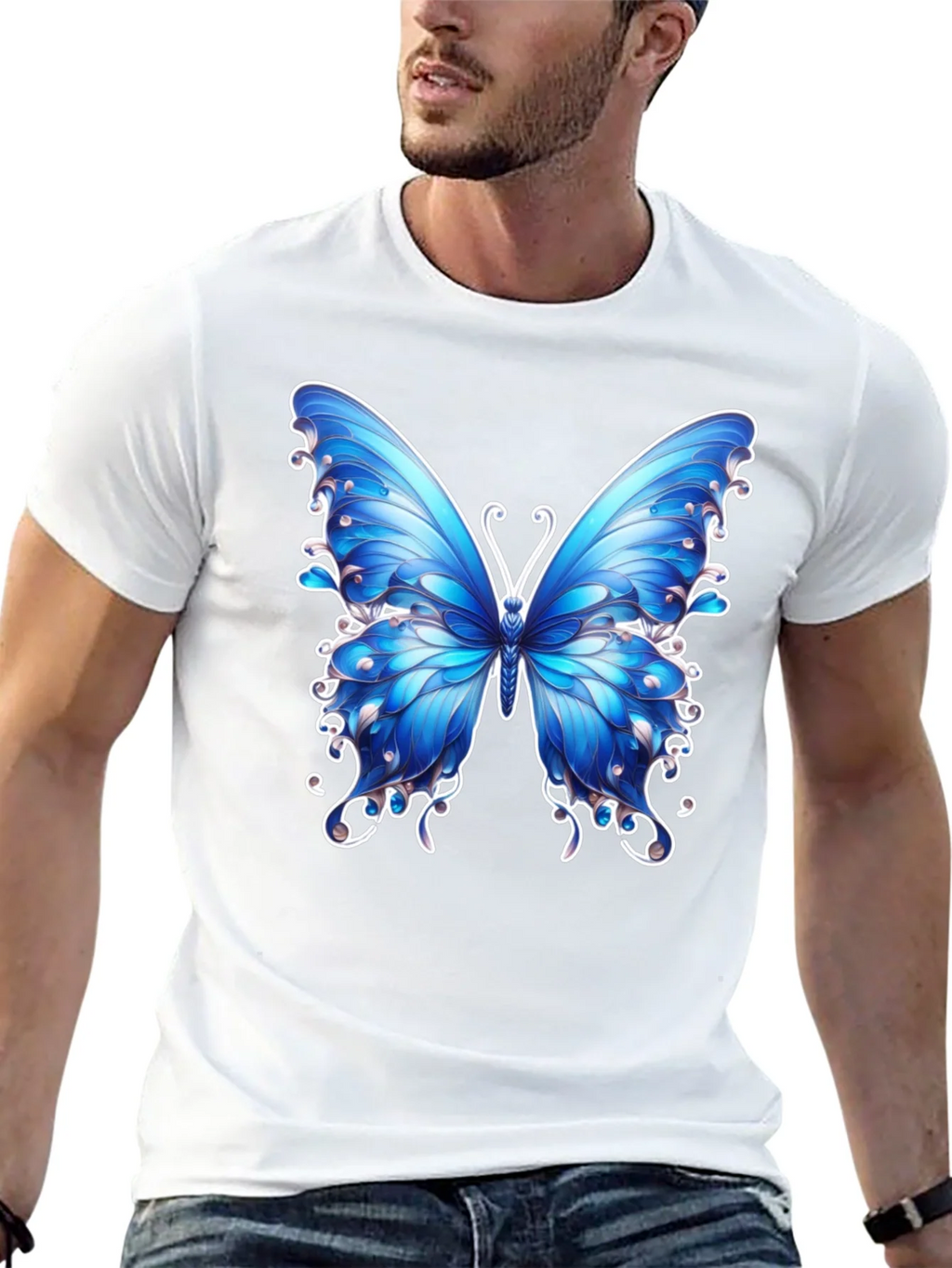 Butterfly Graphic Tee - Stylish Mens Black T-Shirt product image 12