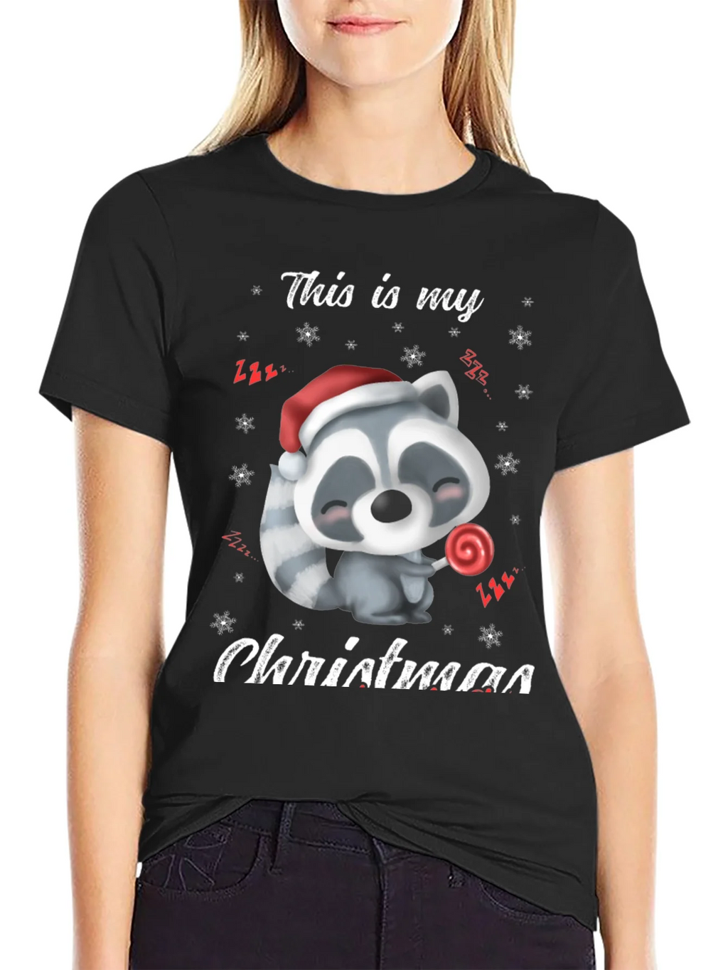 Cute Christmas Raccoon Graphic T-Shirt product image 2