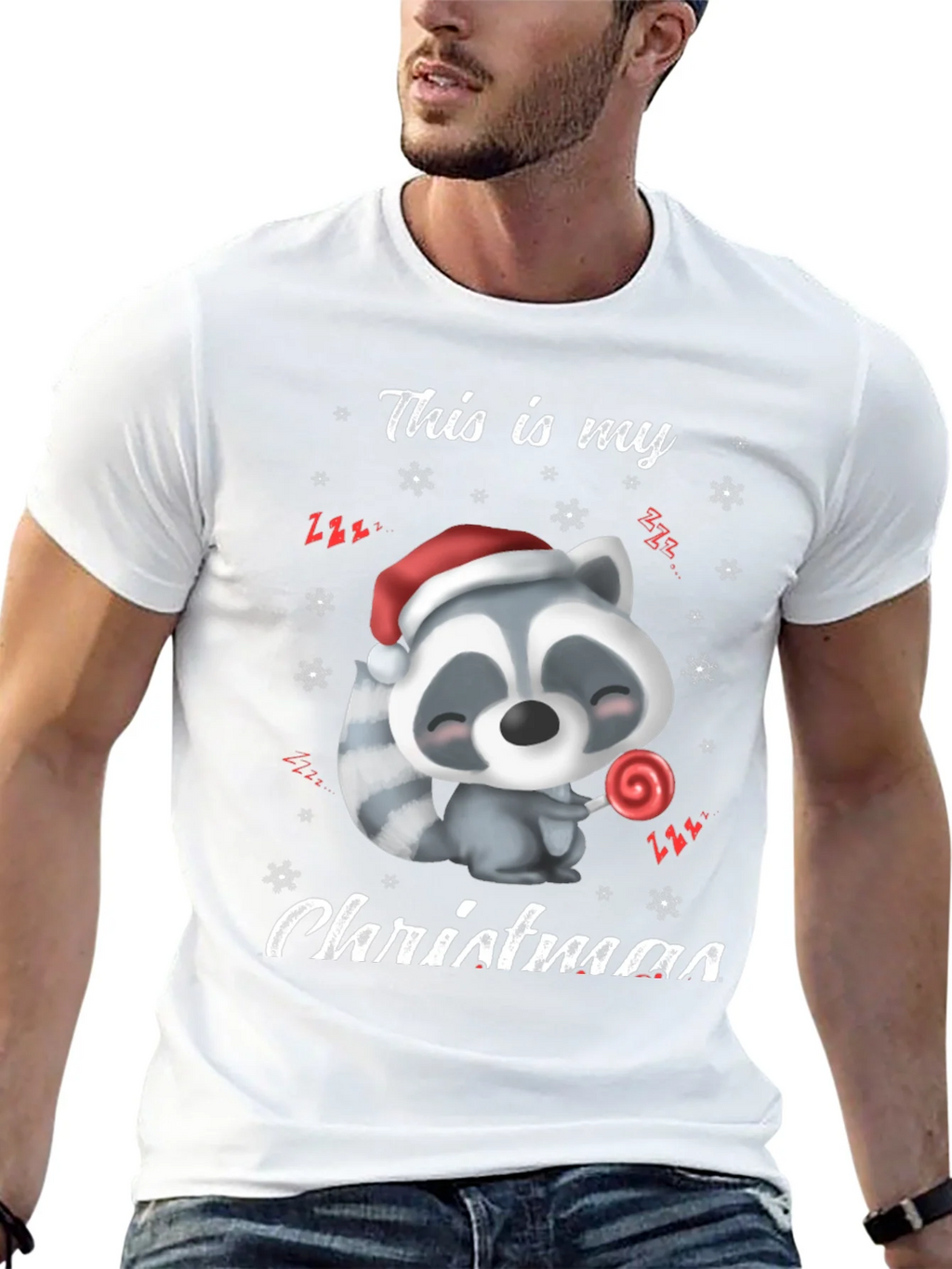 Cute Christmas Raccoon Graphic T-Shirt product image 12
